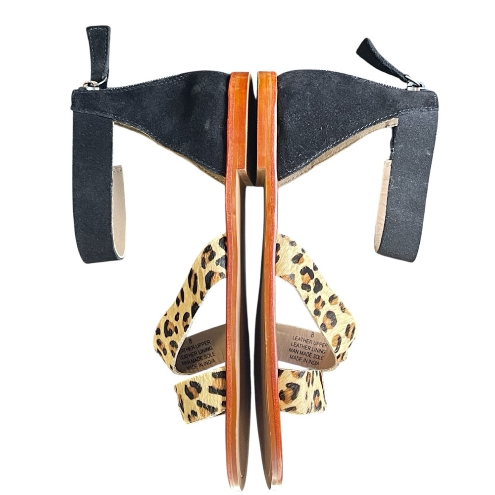 ABLE Leopard Print and Black Suede Sandals Size 8 - Picture 8 of 17